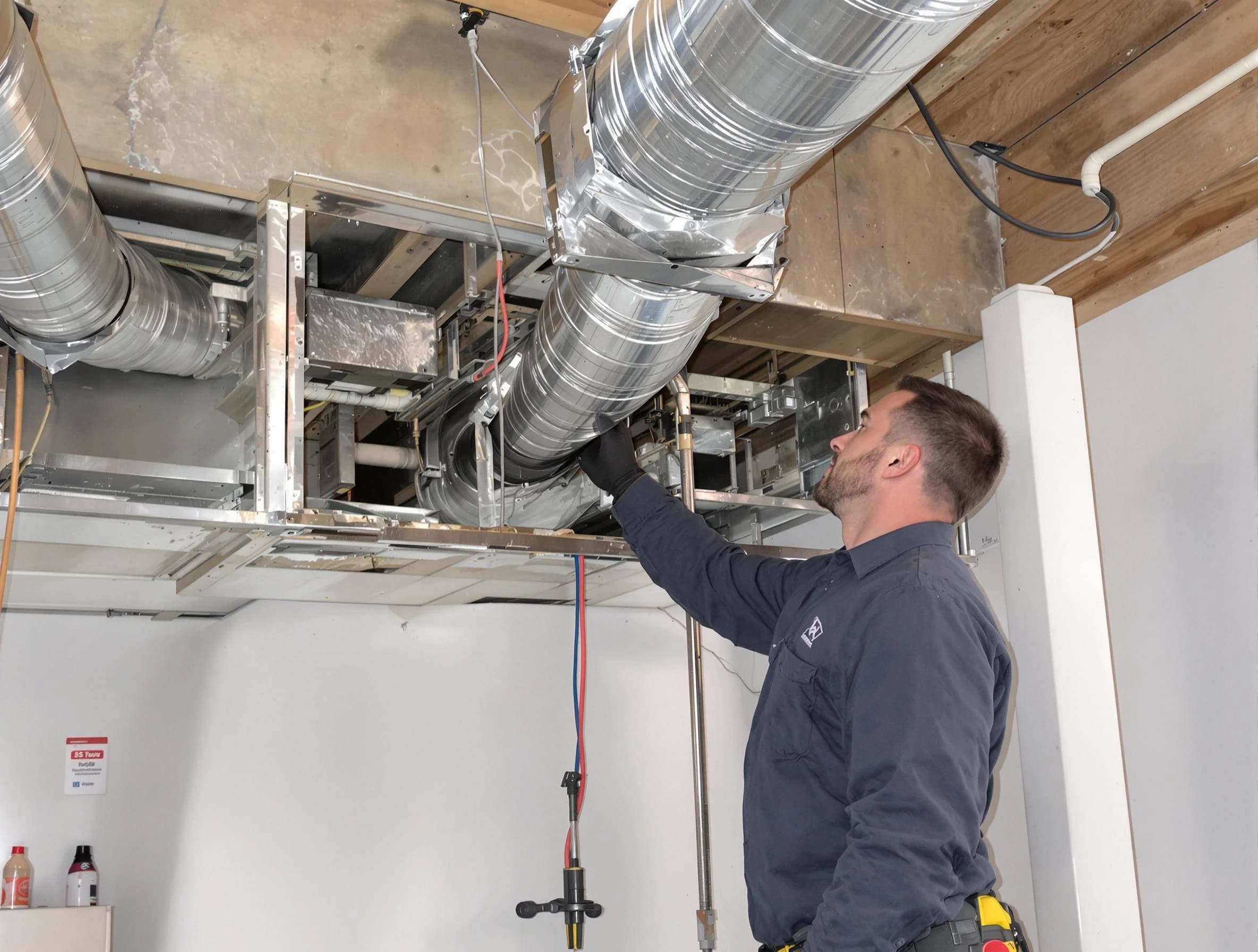 Commerce City Air Duct Cleaning technician performing professional air duct repair using specialized tools in Commerce City