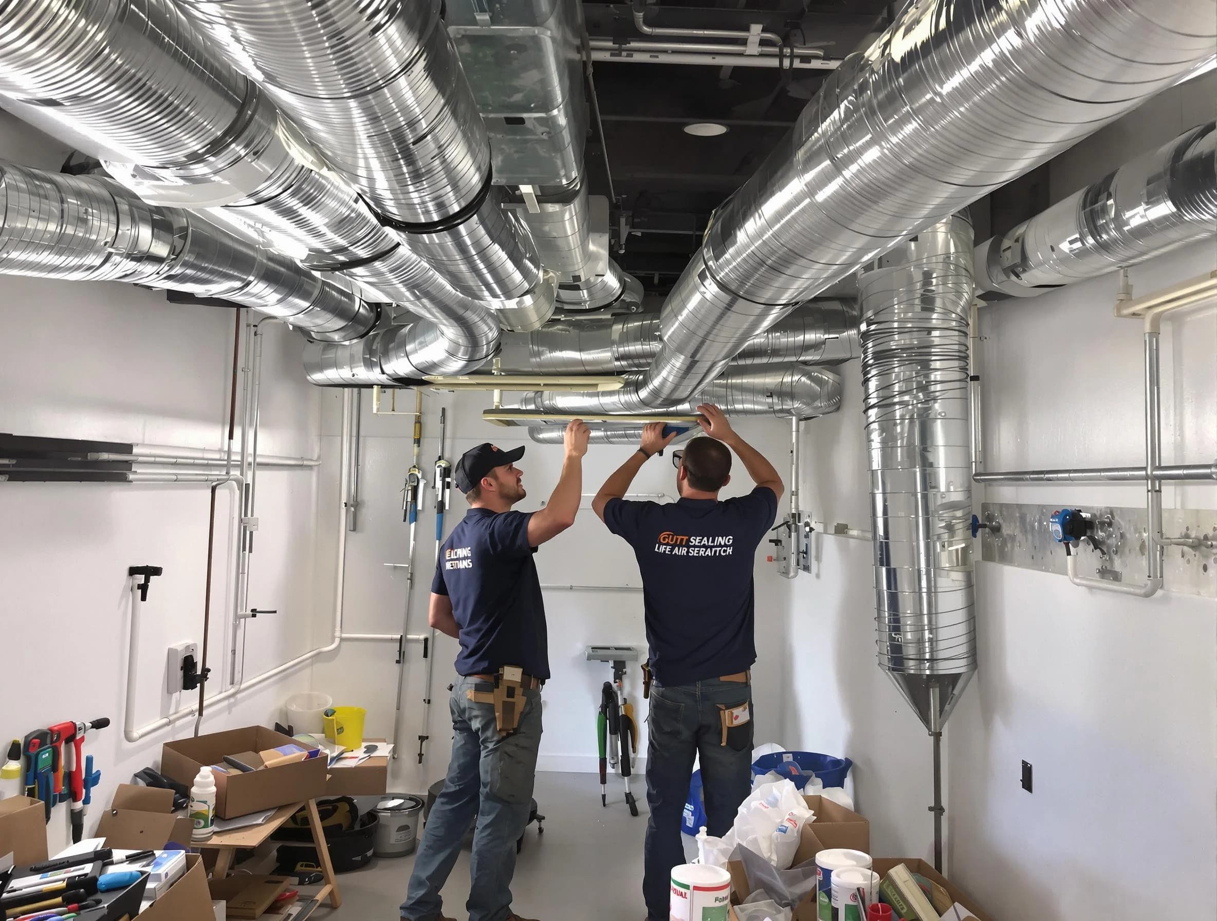 Commerce City Air Duct Cleaning technician applying professional duct sealing solutions in Commerce City