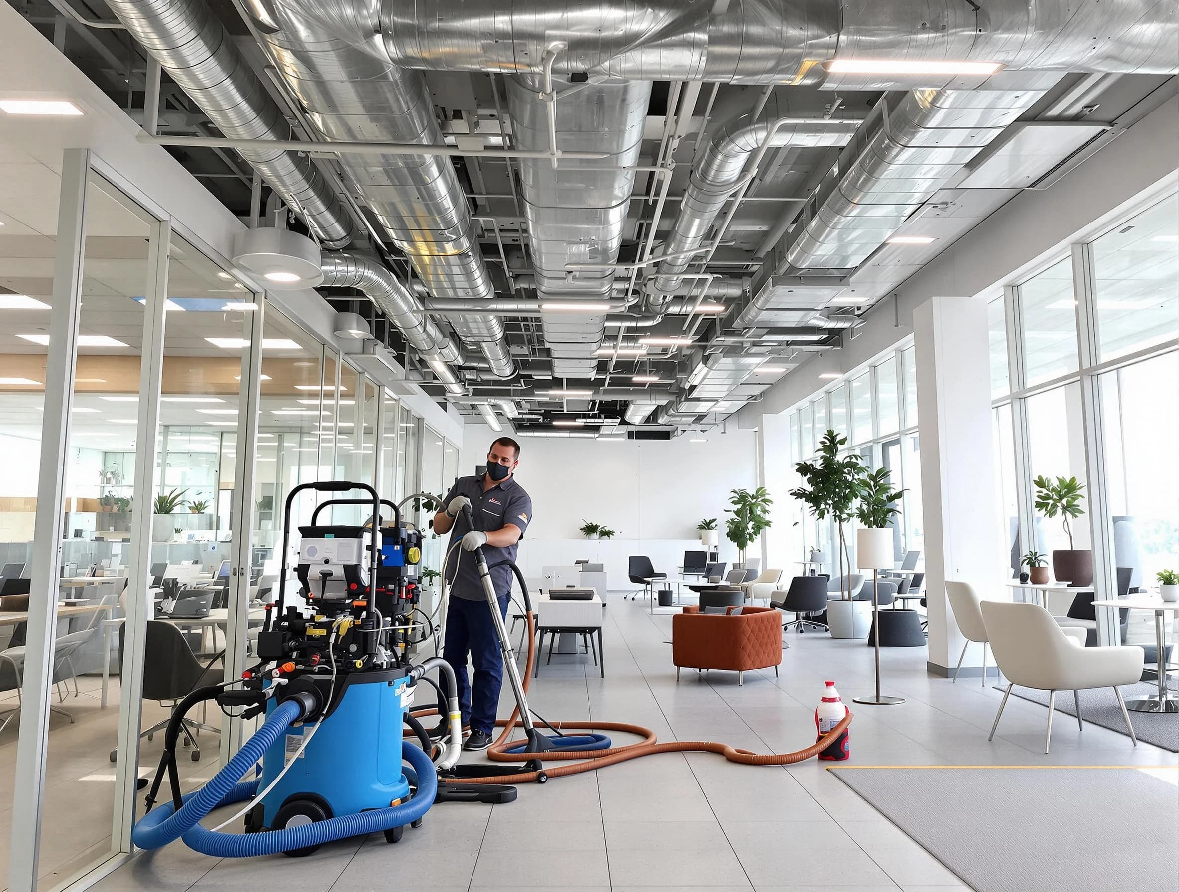 Commerce City Air Duct Cleaning team conducting comprehensive commercial duct cleaning at a business location in Commerce City