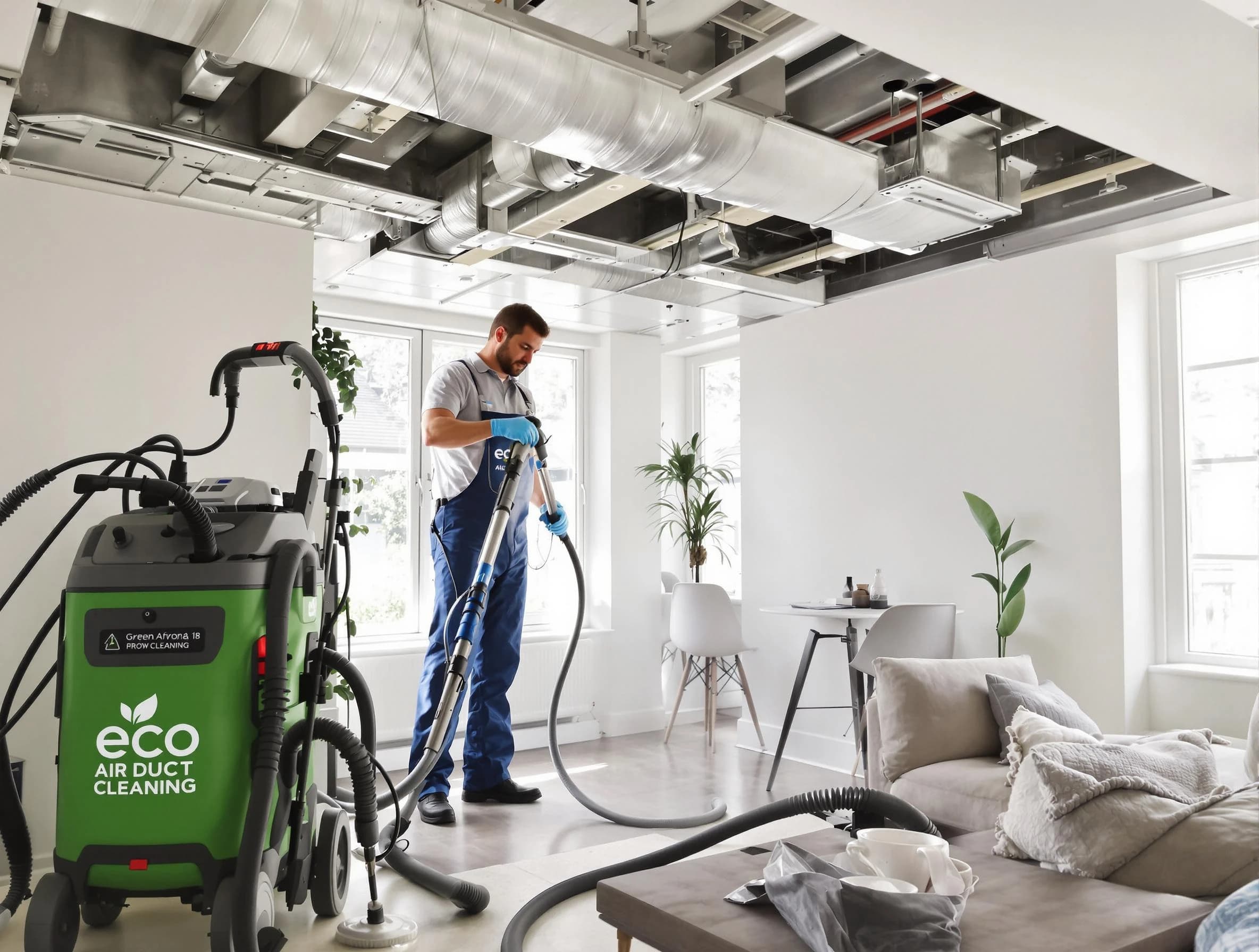 Commerce City Air Duct Cleaning technician performing eco-friendly duct cleaning using sustainable methods in Commerce City