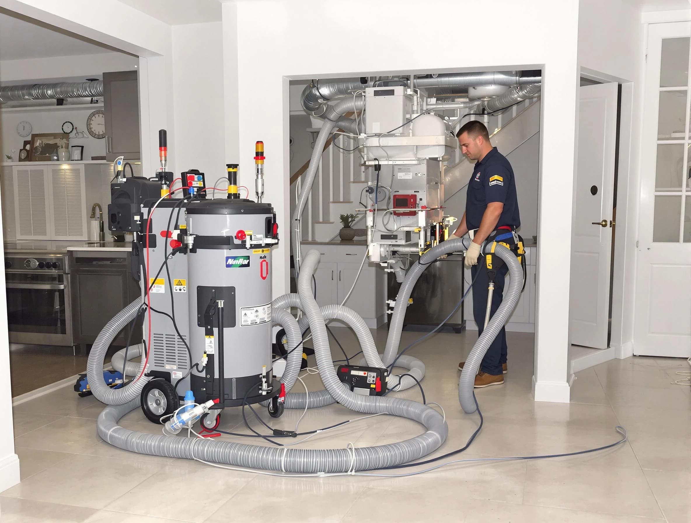 Commerce City Air Duct Cleaning technician operating negative pressure cleaning equipment for thorough duct maintenance in Commerce City
