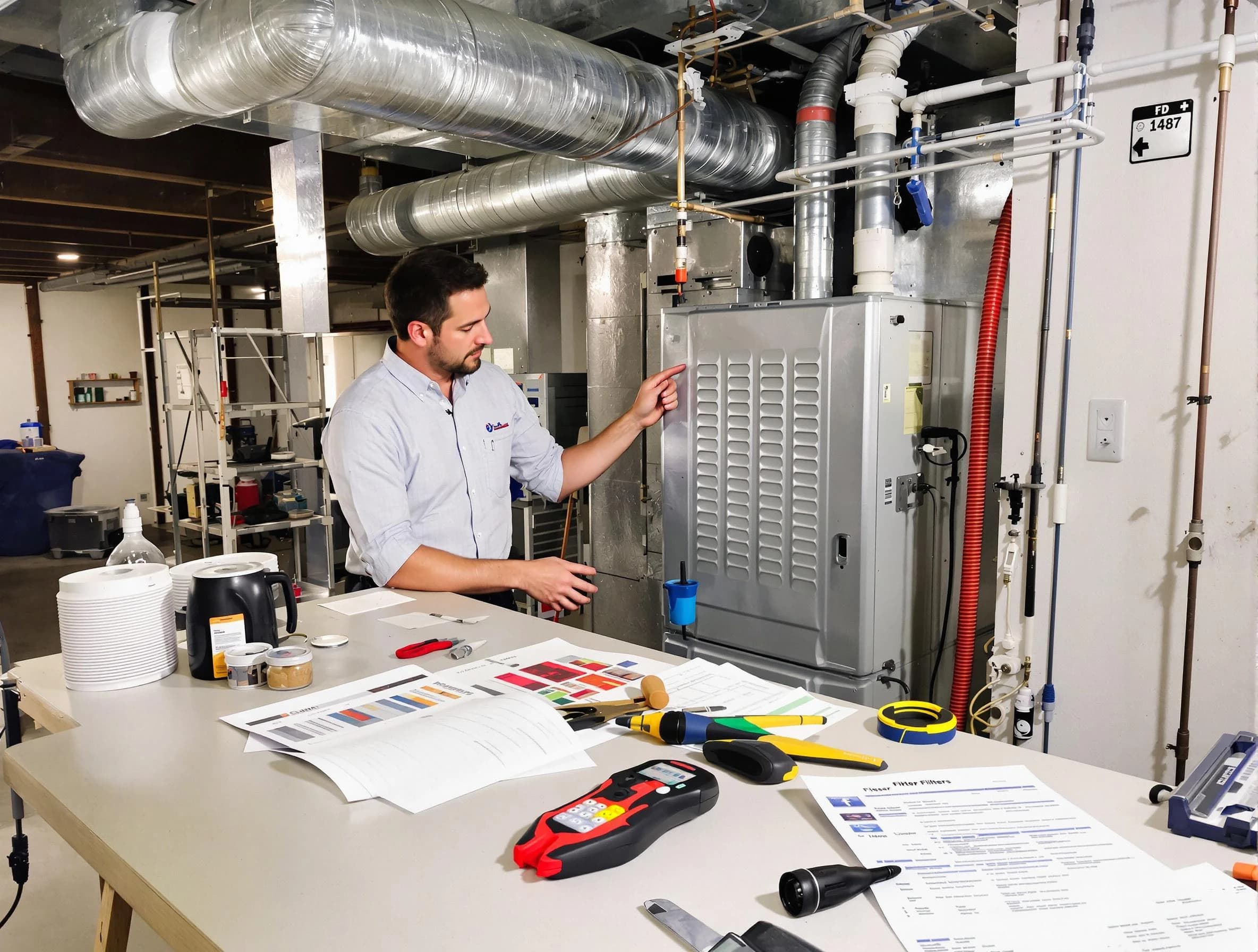 Commerce City Air Duct Cleaning inspector conducting detailed filter system evaluation using professional diagnostic tools in Commerce City