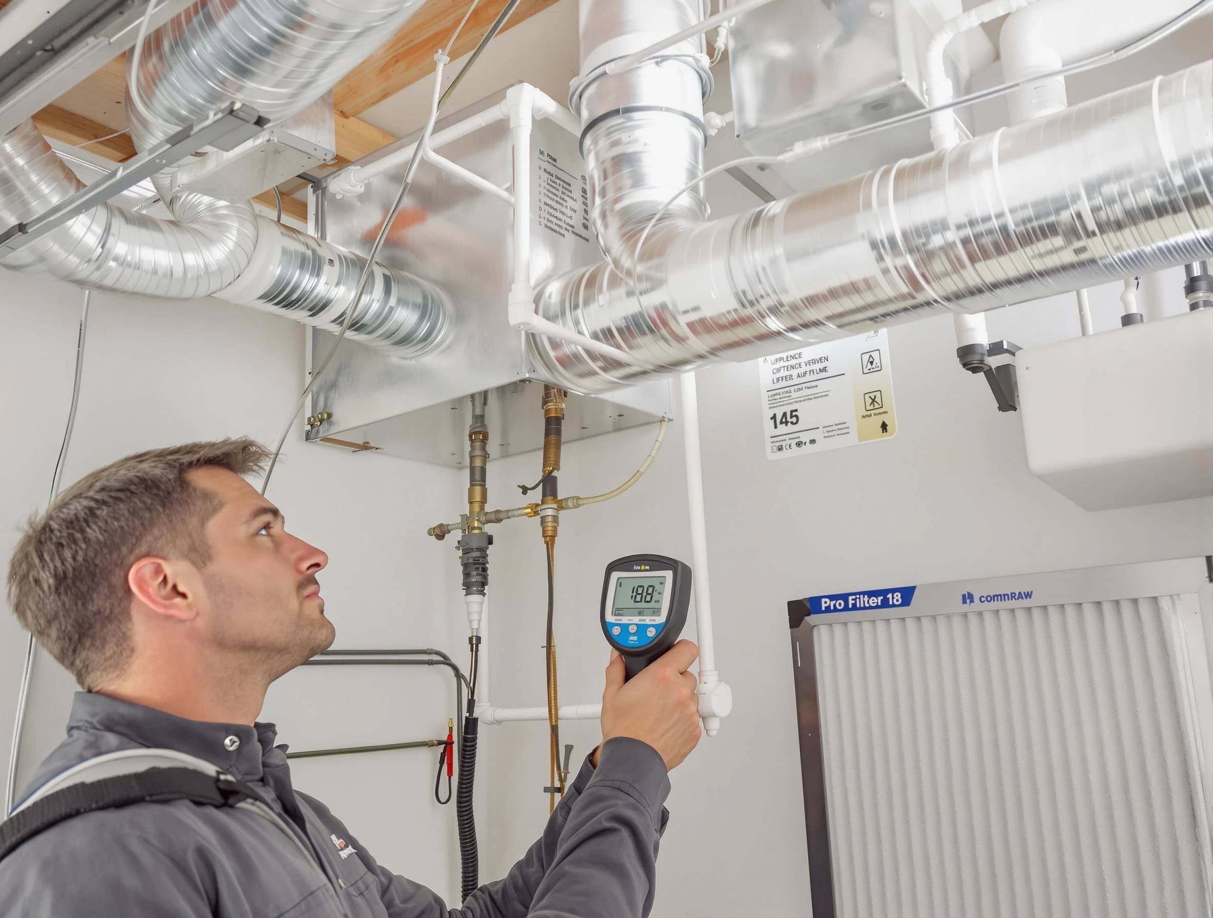 Commerce City Air Duct Cleaning expert conducting detailed filter system inspection using diagnostic tools in Commerce City
